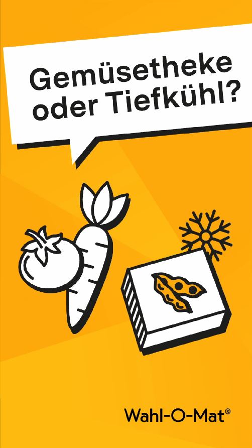 Wahl-O-Mat Bildschirmwerbung "Gemüsetheke oder Tiefkühl" 1920x1080