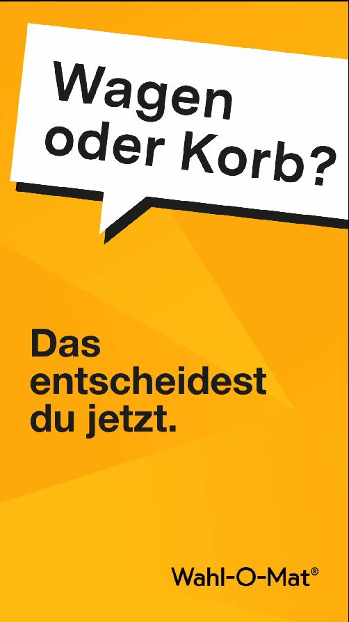 Wahl-O-Mat Bildschirmwerbung "Wagen oder Korb" 1920x1080
