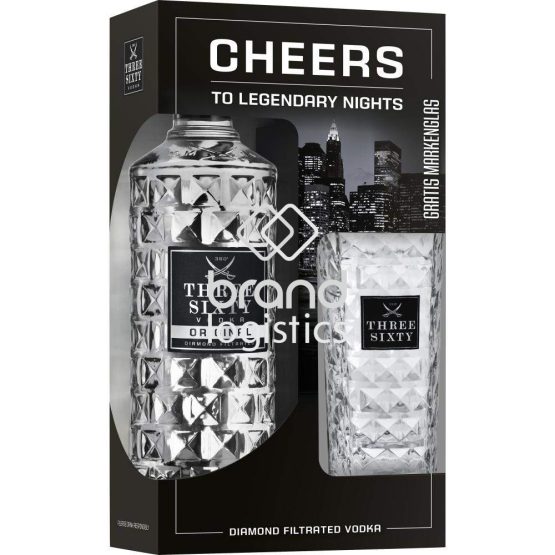 Three Sixty Vodka Original 37,5% vol. 0,7 l + gratis Three Sixty Longdrinkglas 0,3 l