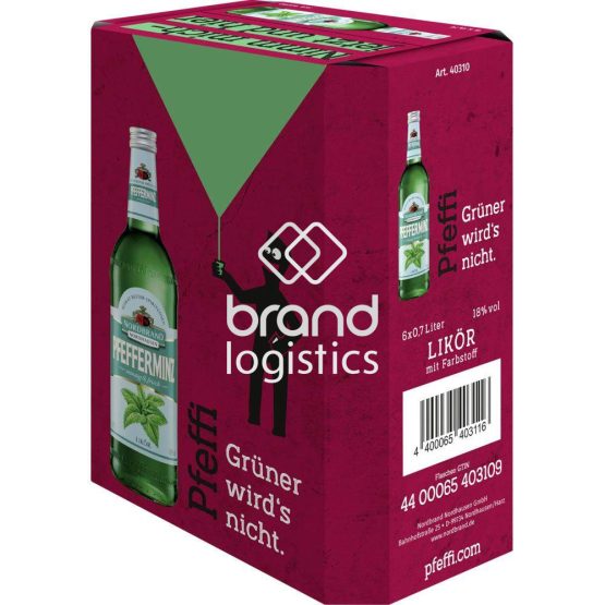 Nordbrand Pfefferminz Likör 18% vol. 6x0,7 l